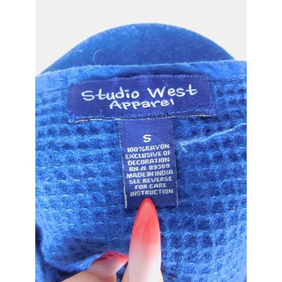 Studio West Apparel Dress Womens Small Blue Embroidered Boho Sleeveless Maxi - Picture 10 of 11